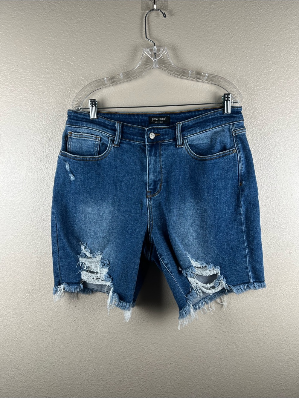 Judy Blue 1XL Distressed Bermuda Denim Shorts